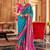 blue silk blend zari woven patola design saree with blouse