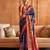 navy blue silk blend zari woven patola design saree with blouse