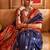 navy blue silk blend zari woven patola design saree with blouse