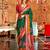 dark green silk blend zari woven patola design saree with blouse