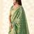 green silk blend tissue linen zari weaving saree with blouse