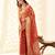 orange silk blend tissue linen zari weaving saree with blouse
