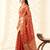 orange silk blend tissue linen zari weaving saree with blouse