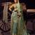 sea green viscose tissue handworked pallu saree with embroidered blouse piece