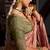 green viscose tissue handworked pallu saree with embroidered blouse piece