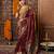 brown silk blend zari weaving saree with embroidered blouse piece