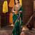 dark green silk blend zari weaving saree with embroidered blouse piece