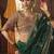 dark green silk blend zari weaving saree with embroidered blouse piece