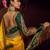 yellow viscose dola lace saree with handwork blouse piece