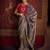 lavender viscose dola lace saree with handwork blouse piece