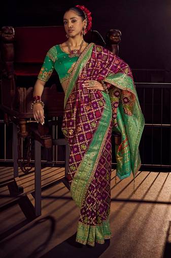maroon viscose dola lace saree with handwork blouse piece