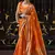 orange silk blend tissue zari weaving saree with blouse piece