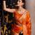 orange silk blend tissue zari weaving saree with blouse piece