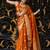 orange silk blend tissue zari weaving saree with blouse piece
