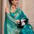 sky blue silk blend tissue zari weaving saree with blouse piece