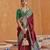 brown silk blend zari weaving and patola border saree with blouse piece