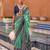 sea green silk blend zari weaving and patola border saree with blouse piece