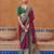 violet silk blend zari weaving and patola border saree with blouse piece