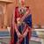 navy blue silk blend zari weaving and patola border saree with blouse piece