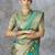 mint corron silk blend zari woven saree with blouse piece