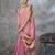 pink corron silk blend zari woven saree with blouse piece