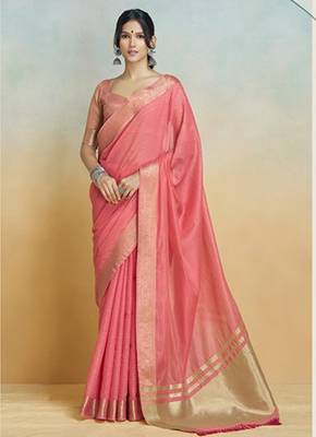 red handloom khadi silk blend zari woven saree with blouse piece 1