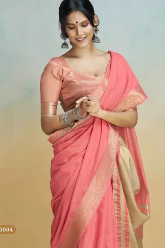 red handloom khadi silk blend zari woven saree with blouse piece