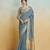 blue handloom khadi silk blend zari woven saree with blouse piece