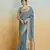 blue handloom khadi silk blend zari woven saree with blouse piece