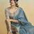 blue handloom khadi silk blend zari woven saree with blouse piece