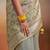 grey viscose dola minakari pallu saree with fancy blouse piece