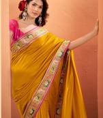 yellow silk blend zari weaving patola saree with blouse