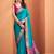 teal silk blend zari weaving work saree with blouse