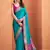 teal silk blend zari weaving work saree with blouse