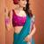 teal silk blend zari weaving work saree with blouse