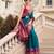 teal silk blend zari weaving work saree with blouse