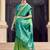 mint silk blend zari weaving work saree with blouse