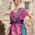 blue silk blend zari weaving work saree with blouse