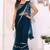 blue Net Ready to Wear Ruffle Style Saree With Unstitched Blouse