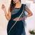 blue Net Ready to Wear Ruffle Style Saree With Unstitched Blouse
