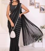 ready to wear new arrival georgette embroidery work saree with unstitched embroidery work blouse