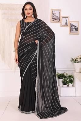 ready to wear new arrival georgette embroidery work saree with unstitched embroidery work blouse 2