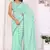 ready to wear sea green georgette embroidered saree with unstitched blouse