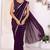 wine Georgette Embroidered Ready to Wear Saree With Unstitched Blouse