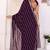 wine Georgette Embroidered Ready to Wear Saree With Unstitched Blouse