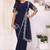 navy blue Embroidery Georgette Ready to Wear Saree With Unstitched Blouse
