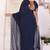 navy blue Embroidery Georgette Ready to Wear Saree With Unstitched Blouse