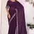 ready to wear wine embroidery georgette saree with unstitched blouse