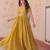 Yellow gold crush sequins multi thread embroidered flared gown