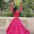 Pink Faux Georgette Bandhej Kutchi Work Top With Flared Lehenga